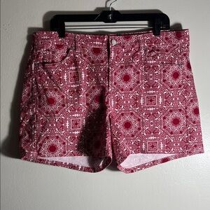 Westport Red Patterned Jean Shorts women’s 14 cotton blend